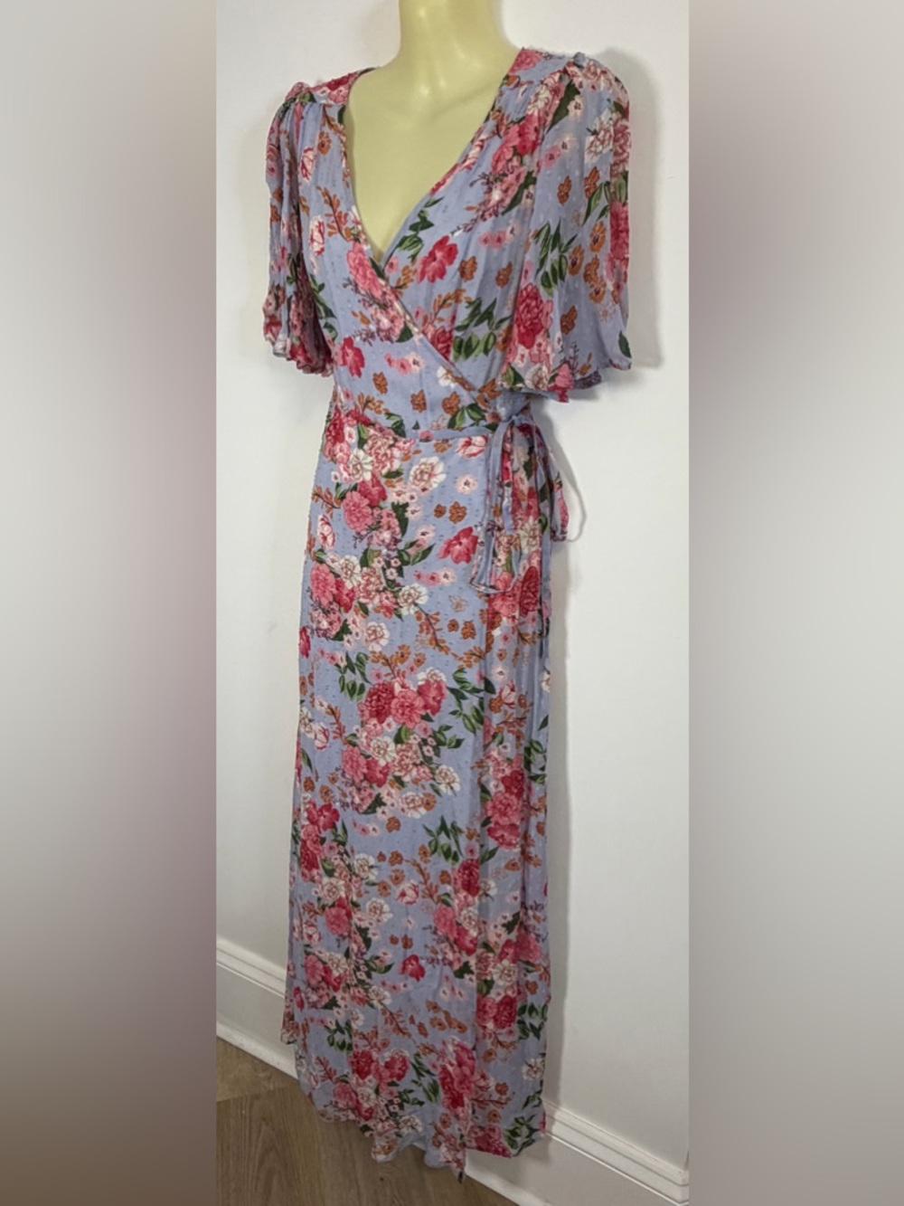 by TiMo Floral Wrap Maxi Dress in Lavender with Pink Bloom - Picture 4 of 10